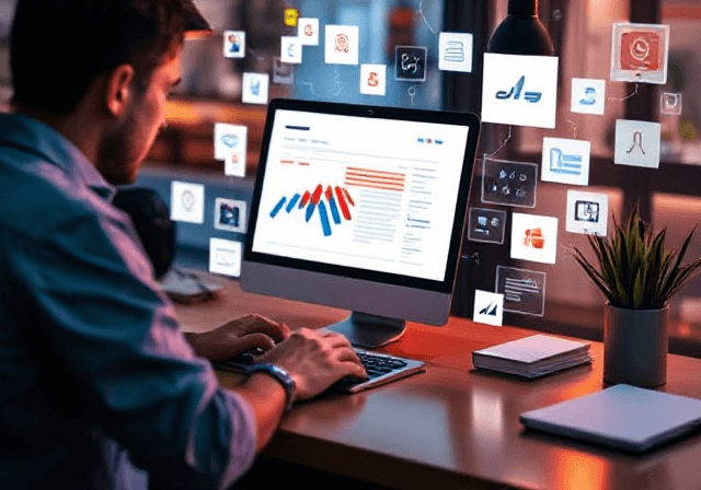 Digital marketing executive discussing strategies