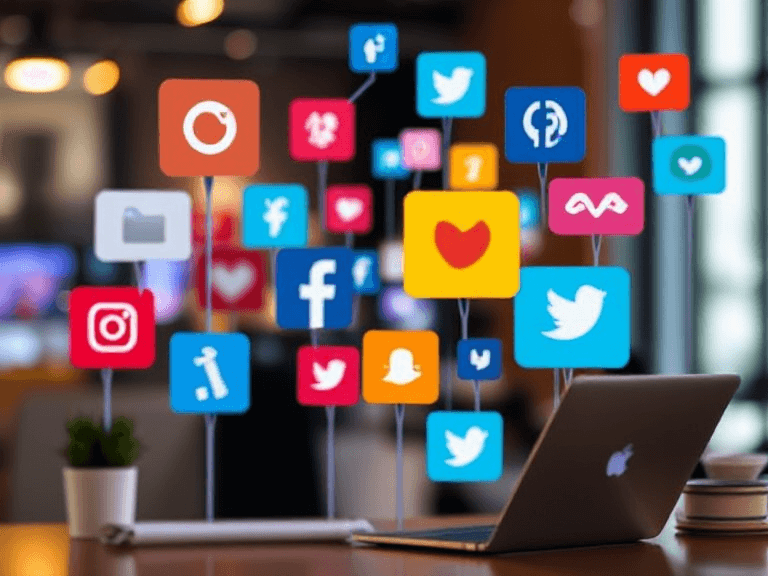 Digital marketing executive managing social media accounts